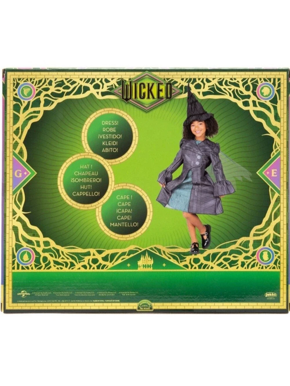 NIB Wicked Movie Deluxe Elphaba Outlaw Costume Dress Up Set Size 4-6X Halloween